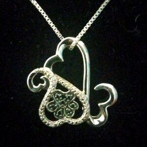 Sterling Silver; White and Black Diamonds; Jane Seymour Open Heart....Fur Loves